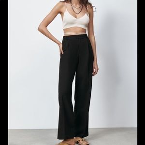 High waisted black trouser pants